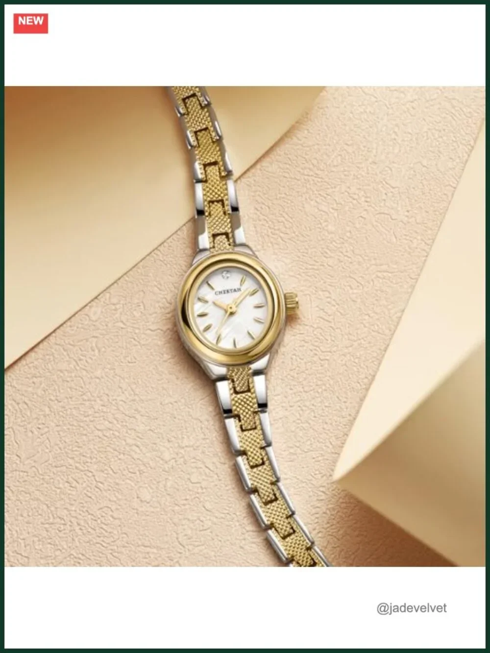 Womens Retro Goldtone Oval Watch Japanese Quartz Bracelet Gift